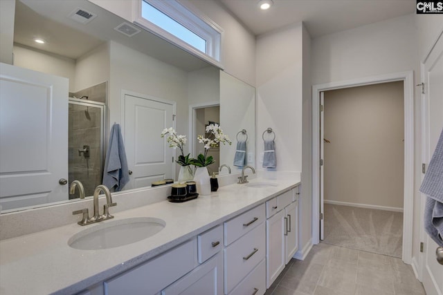 182 Scruple Way, North Augusta, SC 29860 - bathroom featuring double vanity and a shower stall