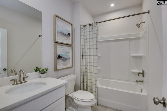 182 Scruple Way, North Augusta, SC 29860 - bathroom with vanity, shower / bath combo, and recessed lighting