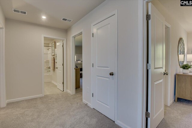 182 Scruple Way, North Augusta, SC 29860 - hallway featuring light carpet and recessed lighting