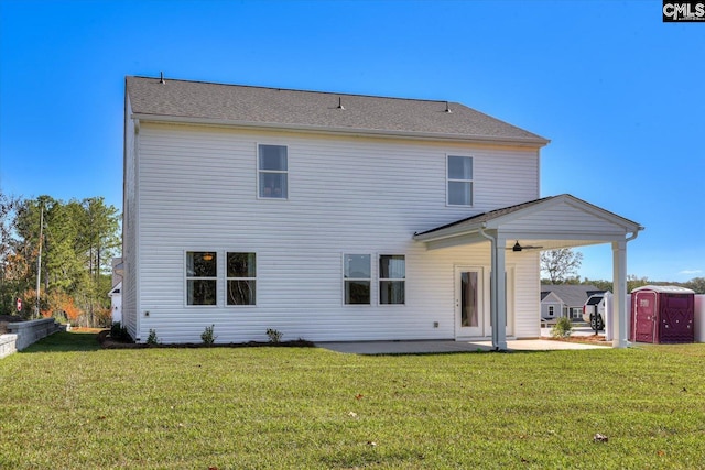 182 Scruple Way, North Augusta, SC 29860 - back of house featuring a patio area, a yard, and a ceiling fan