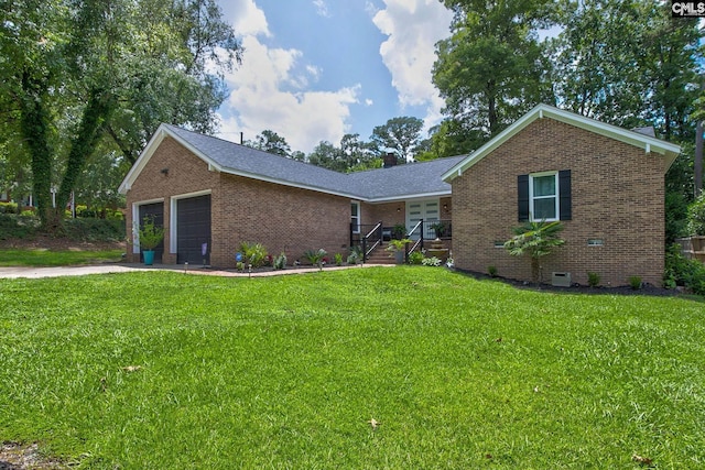 1601 Hagood Ave, Columbia, SC 29204 - view of front of home featuring brick siding, a garage, a front lawn, and a chimney