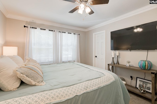 1601 Hagood Ave, Columbia, SC 29204 - carpeted bedroom with crown molding and a ceiling fan