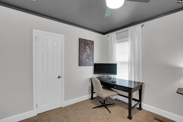 608 Byron Rd, Columbia, SC 29209 - office area featuring carpet floors and a ceiling fan