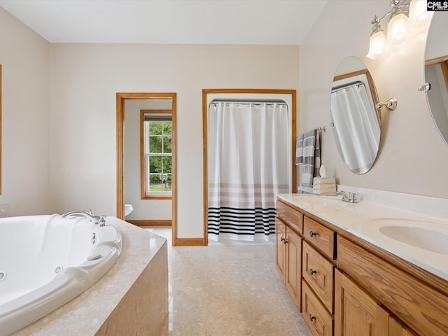 887 Living Waters, Great Falls, SC 29055 - full bathroom featuring a whirlpool tub and double vanity