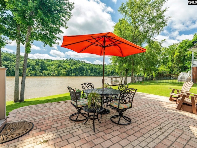 887 Living Waters, Great Falls, SC 29055 - view of patio featuring outdoor dining area and a water view