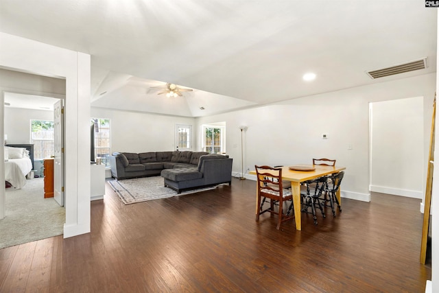 103 Faircrest Way, Columbia, SC 29229 - dining space with dark wood-style floors, ceiling fan, and recessed lighting