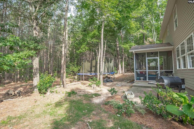 269 Creek Branch Dr, Lexington, SC 29072 - view of yard with a trampoline, a sunroom, and heating fuel