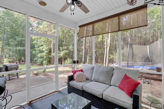269 Creek Branch Dr, Lexington, SC 29072 - sunroom featuring a ceiling fan and outdoor lounge area