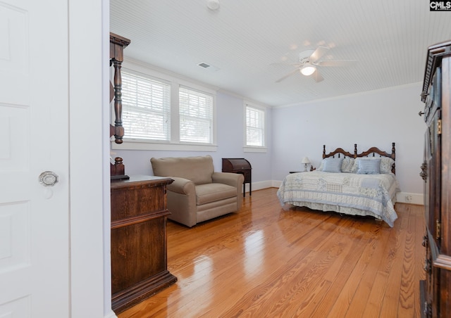 232 Boulware Rd, Lugoff, SC 29078 - bedroom with light wood-type flooring, crown molding, and ceiling fan