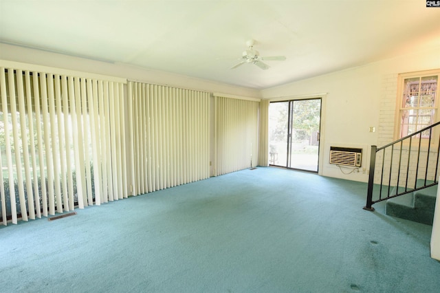 2115 Ohara Ct, Columbia, SC 29204 - unfurnished living room with carpet, ceiling fan, stairs, and heating unit