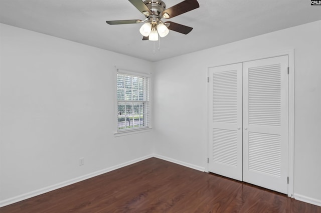 136 Traylors Gate Cir, Irmo, SC 29063 - unfurnished bedroom with dark wood-style floors, a closet, and ceiling fan