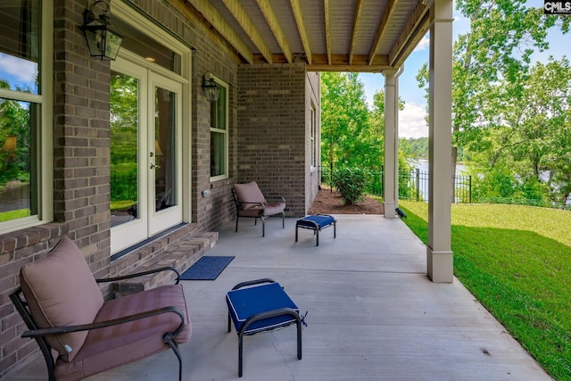 605 Flycatcher Ln, Blythewood, SC 29016 - view of patio featuring french doors