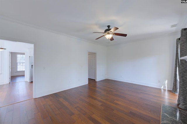 400 Mallet Hill Rd Unit B1, Columbia, SC 29223 - unfurnished room with a ceiling fan, dark wood-type flooring, and crown molding