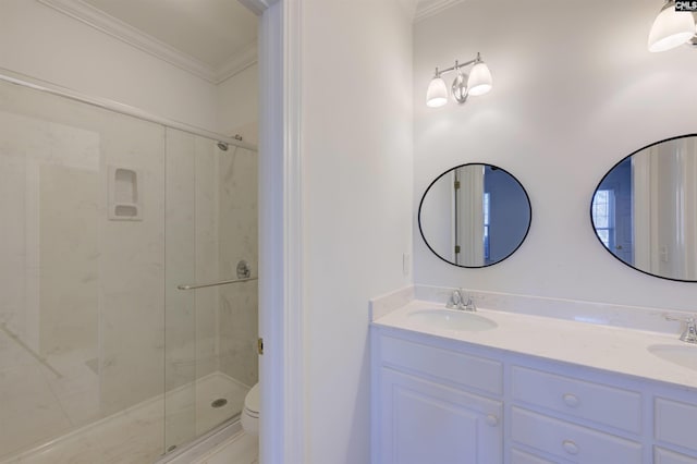 400 Mallet Hill Rd Unit B1, Columbia, SC 29223 - full bathroom with ornamental molding, a stall shower, and double vanity