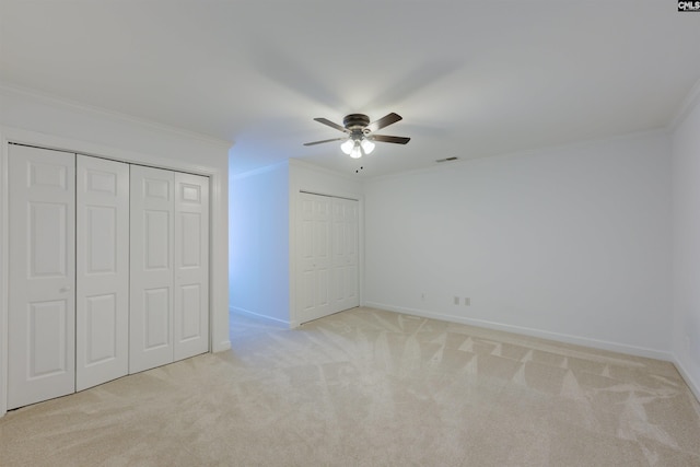 400 Mallet Hill Rd Unit B1, Columbia, SC 29223 - unfurnished bedroom with light colored carpet, ornamental molding, and ceiling fan