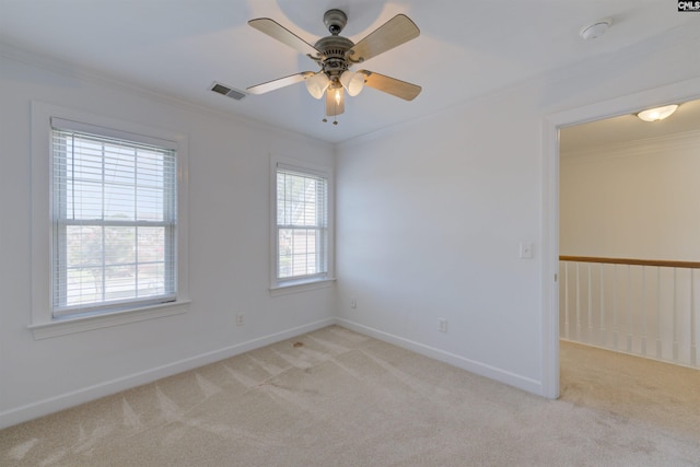 400 Mallet Hill Rd Unit B1, Columbia, SC 29223 - spare room featuring crown molding, light carpet, a smoke detector, and ceiling fan