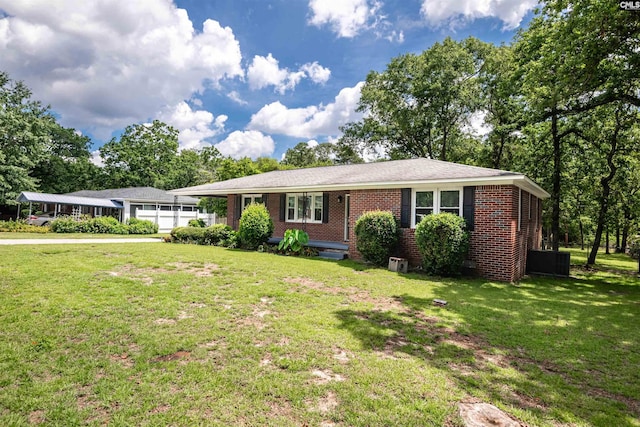 811 Rosedale Rd, West Columbia, SC 29170 - ranch-style house featuring a garage, a front lawn, brick siding, and concrete driveway