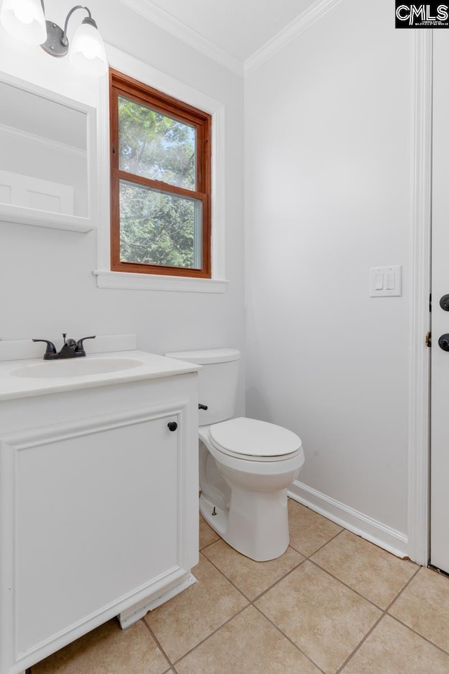 800 Valhalla Dr, Columbia, SC 29229 - half bath with ornamental molding, tile patterned floors, and vanity