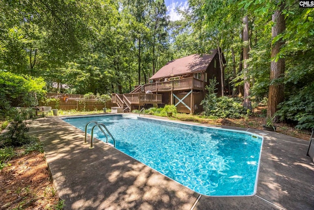 32 Nob Hill Rd, Columbia, SC 29210 - view of swimming pool with stairway and a wooden deck