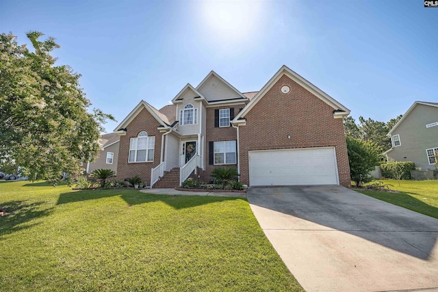 316 Founders Ridge Rd, Columbia, SC 29229 - traditional-style home featuring brick siding, driveway, a front yard, and an attached garage