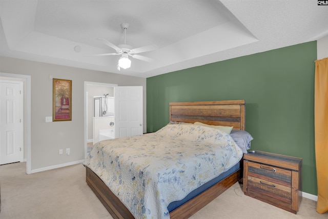 316 Founders Ridge Rd, Columbia, SC 29229 - carpeted bedroom featuring a raised ceiling, a ceiling fan, and connected bathroom