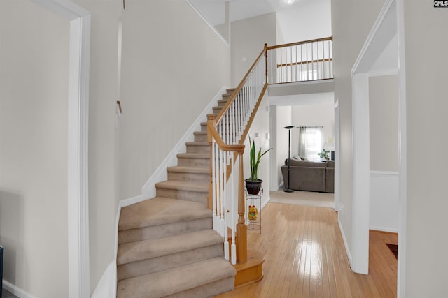 316 Founders Ridge Rd, Columbia, SC 29229 - staircase with hardwood / wood-style flooring and baseboards
