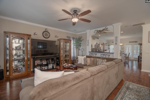 532 Ariel Cir, Lexington, SC 29072 - living area featuring a ceiling fan, hardwood / wood-style flooring, and crown molding