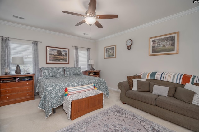 532 Ariel Cir, Lexington, SC 29072 - bedroom featuring carpet floors, crown molding, multiple windows, and ceiling fan