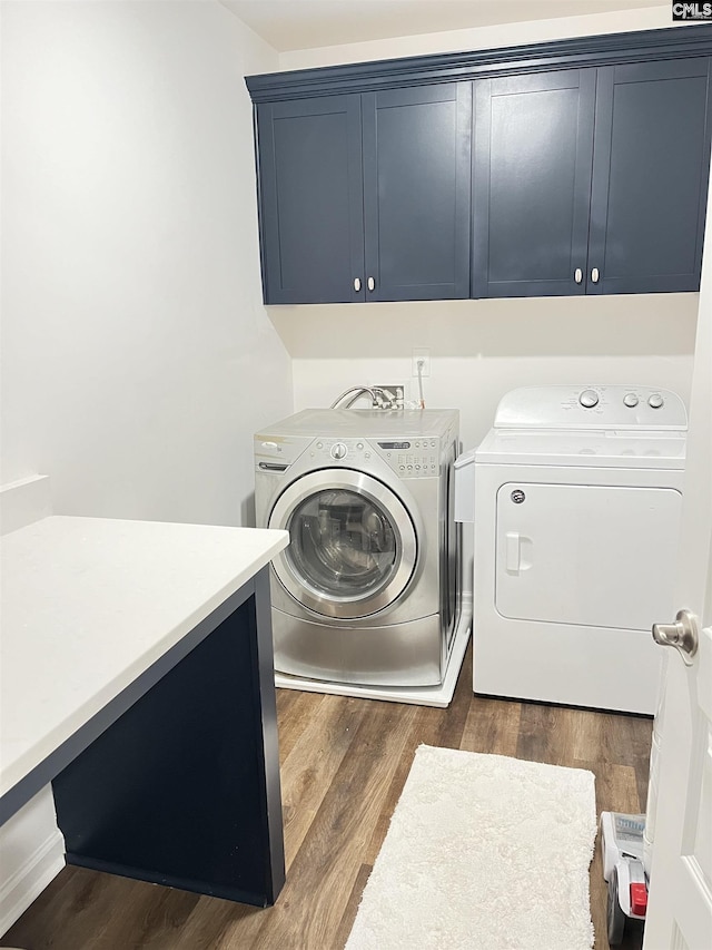 1324 Tamarind Ln, Chapin, SC 29036 - washroom featuring cabinet space, separate washer and dryer, and dark wood-style floors