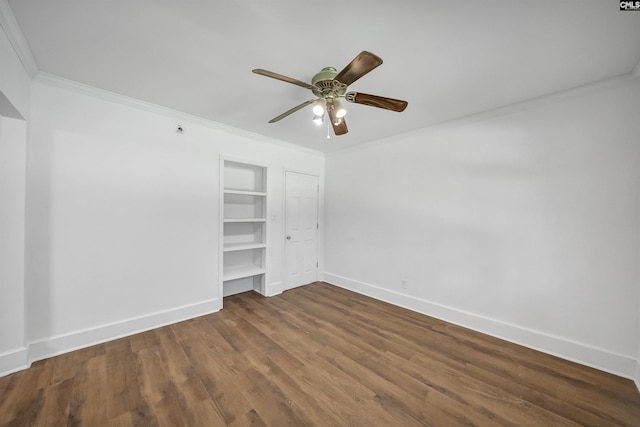 1005 D Ave, West Columbia, SC 29169 - unfurnished bedroom featuring ornamental molding, dark wood-style flooring, and ceiling fan