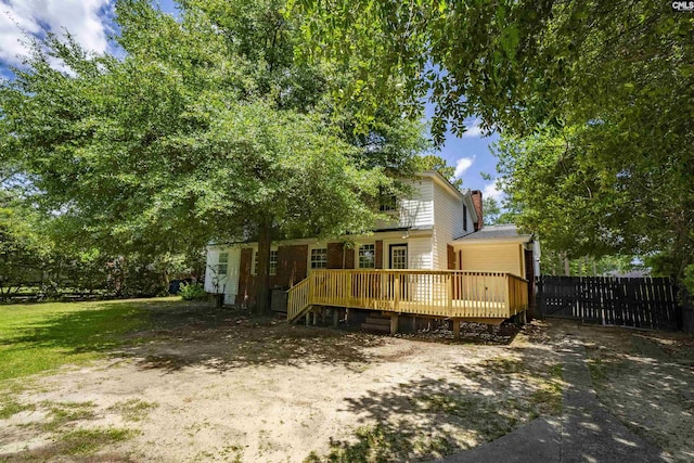 1005 D Ave, West Columbia, SC 29169 - back of property featuring a deck and a chimney