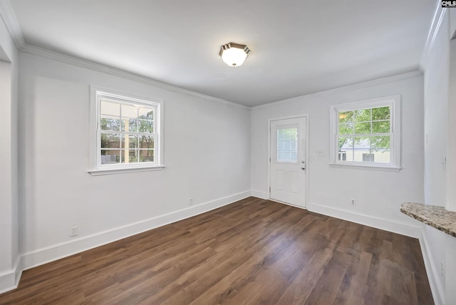 1005 D Ave, West Columbia, SC 29169 - foyer entrance featuring dark wood finished floors and crown molding