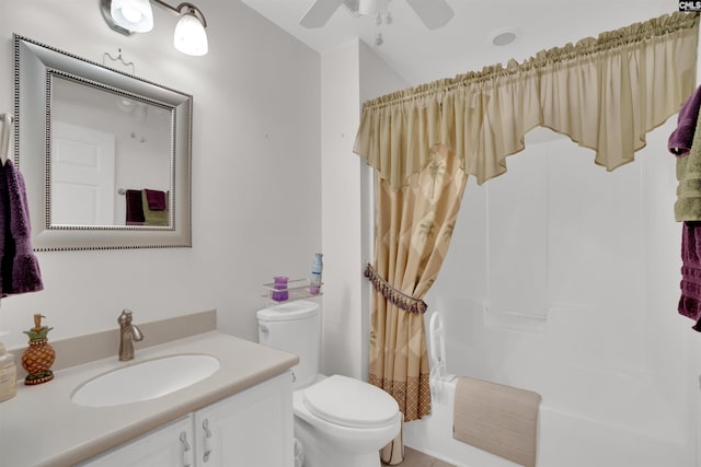 1176 Whippoorwill Rd, Prosperity, SC 29127 - full bath with vanity, ceiling fan, and shower / bath combination with curtain