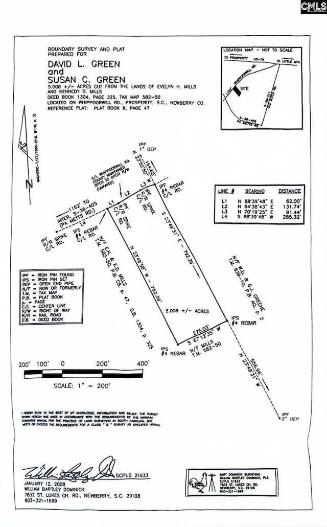 1176 Whippoorwill Rd, Prosperity, SC 29127 - survey map / technical document