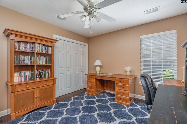 5 Blue Mountain Ct, Irmo, SC 29063 - office area with wood finished floors and a ceiling fan