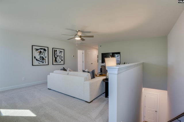 821 Oak Valley Dr, Blythewood, SC 29016 - living area featuring a ceiling fan and light carpet