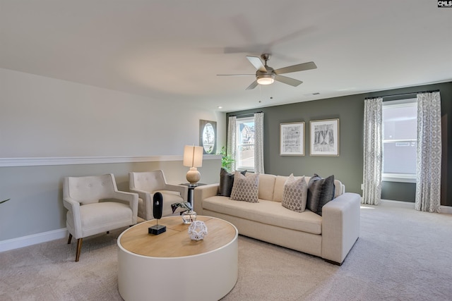 821 Oak Valley Dr, Blythewood, SC 29016 - living room with light carpet and a ceiling fan