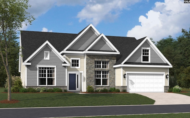 793 Oak Valley Dr, Blythewood, SC 29016 - craftsman-style home featuring driveway, stone siding, and a front lawn