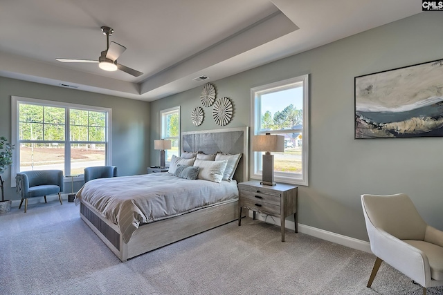 793 Oak Valley Dr, Blythewood, SC 29016 - carpeted bedroom with a raised ceiling and ceiling fan