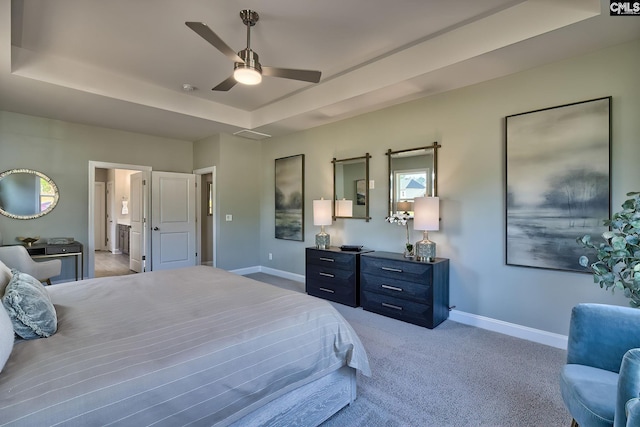 793 Oak Valley Dr, Blythewood, SC 29016 - bedroom with light carpet, ceiling fan, and ensuite bathroom