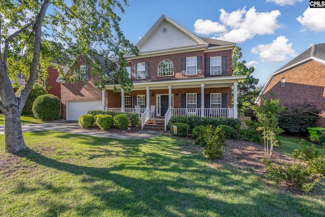 113 Chalfont Ln, Columbia, SC 29229 - view of front of home featuring brick siding, a porch, driveway, and a front lawn