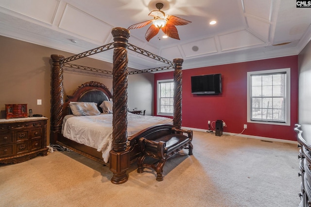 340 Heritage Forest Dr, Blythewood, SC 29045 - bedroom featuring light colored carpet, ceiling fan, and recessed lighting