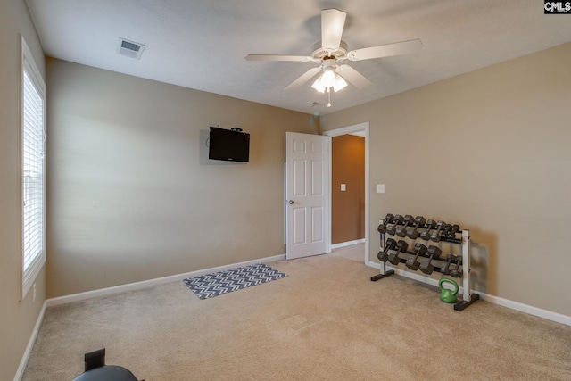 340 Heritage Forest Dr, Blythewood, SC 29045 - exercise area with carpet and ceiling fan