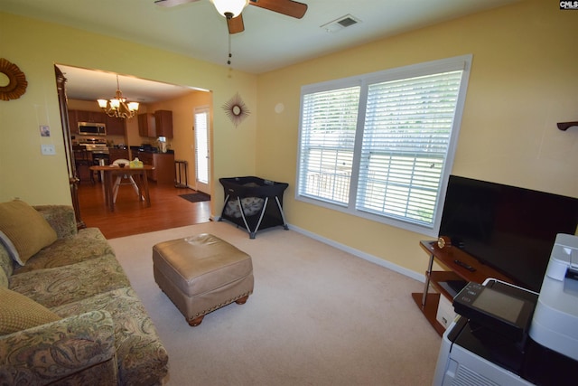 458 Laurel Mist Ln, West Columbia, SC 29170 - living room with a chandelier and ceiling fan