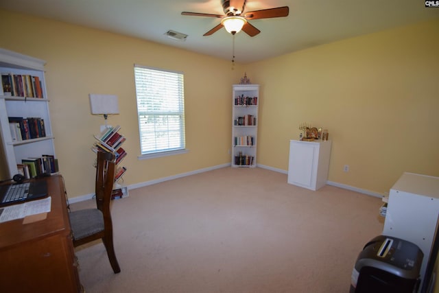 458 Laurel Mist Ln, West Columbia, SC 29170 - carpeted office featuring a ceiling fan and baseboards