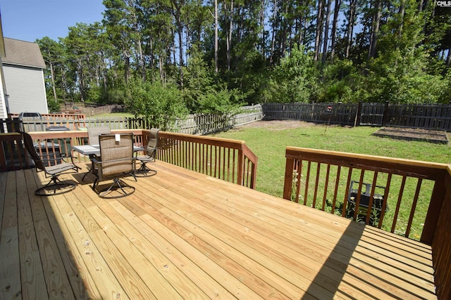 458 Laurel Mist Ln, West Columbia, SC 29170 - deck with outdoor dining space, a fenced backyard, and view of scattered trees