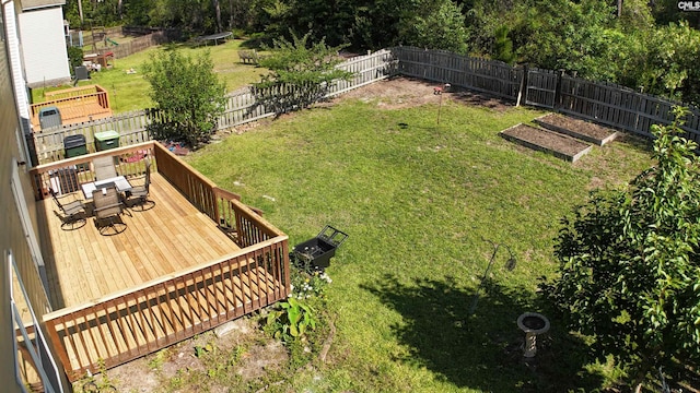 458 Laurel Mist Ln, West Columbia, SC 29170 - fenced backyard with a deck and outdoor dining space