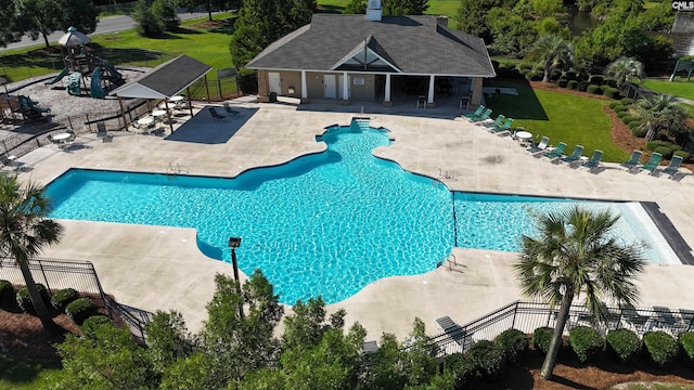 458 Laurel Mist Ln, West Columbia, SC 29170 - community pool with a patio