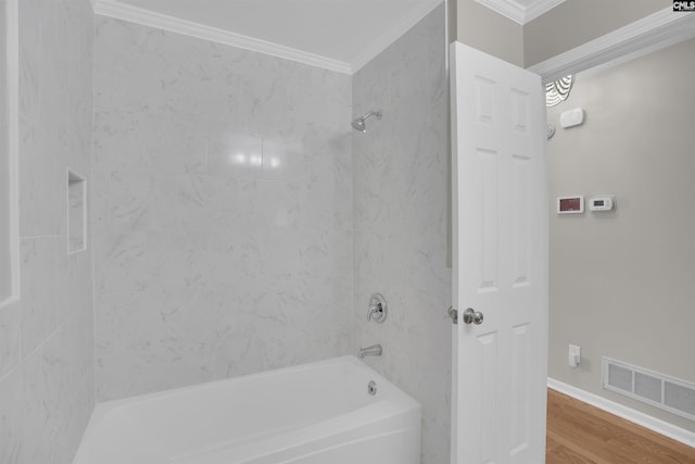 2 Westpine Ct, Columbia, SC 29212 - full bathroom with ornamental molding, shower / tub combination, and wood finished floors