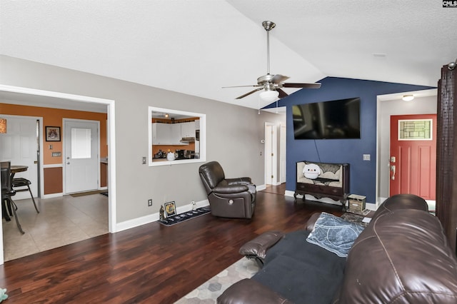 4 Rosepine Dr, Columbia, SC 29223 - living area with wood finished floors, vaulted ceiling, and a ceiling fan